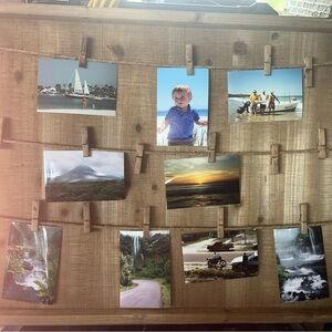 Natural Wood Photo Frame with Clips
